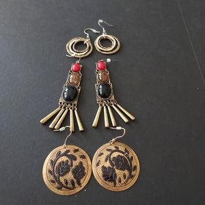 BUNDLE OF THREE COPPERTONE DANGLING EARRINGS